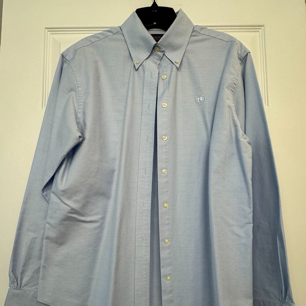 Long-sleeved oxfordcloth blue chambray blouse - Brooks Bros W 12